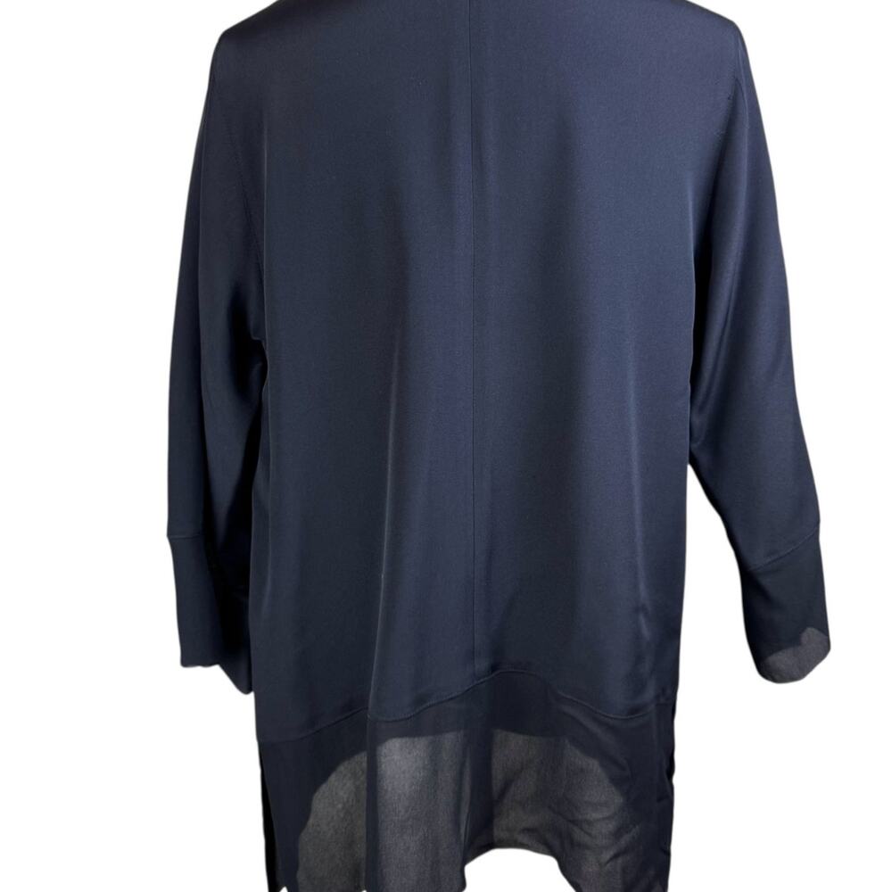 Caroline Rose NWT Solid Black 100% Silk V-neck 3/4 Sleeve Simple Tunic Blouse - Picture 7 of 12